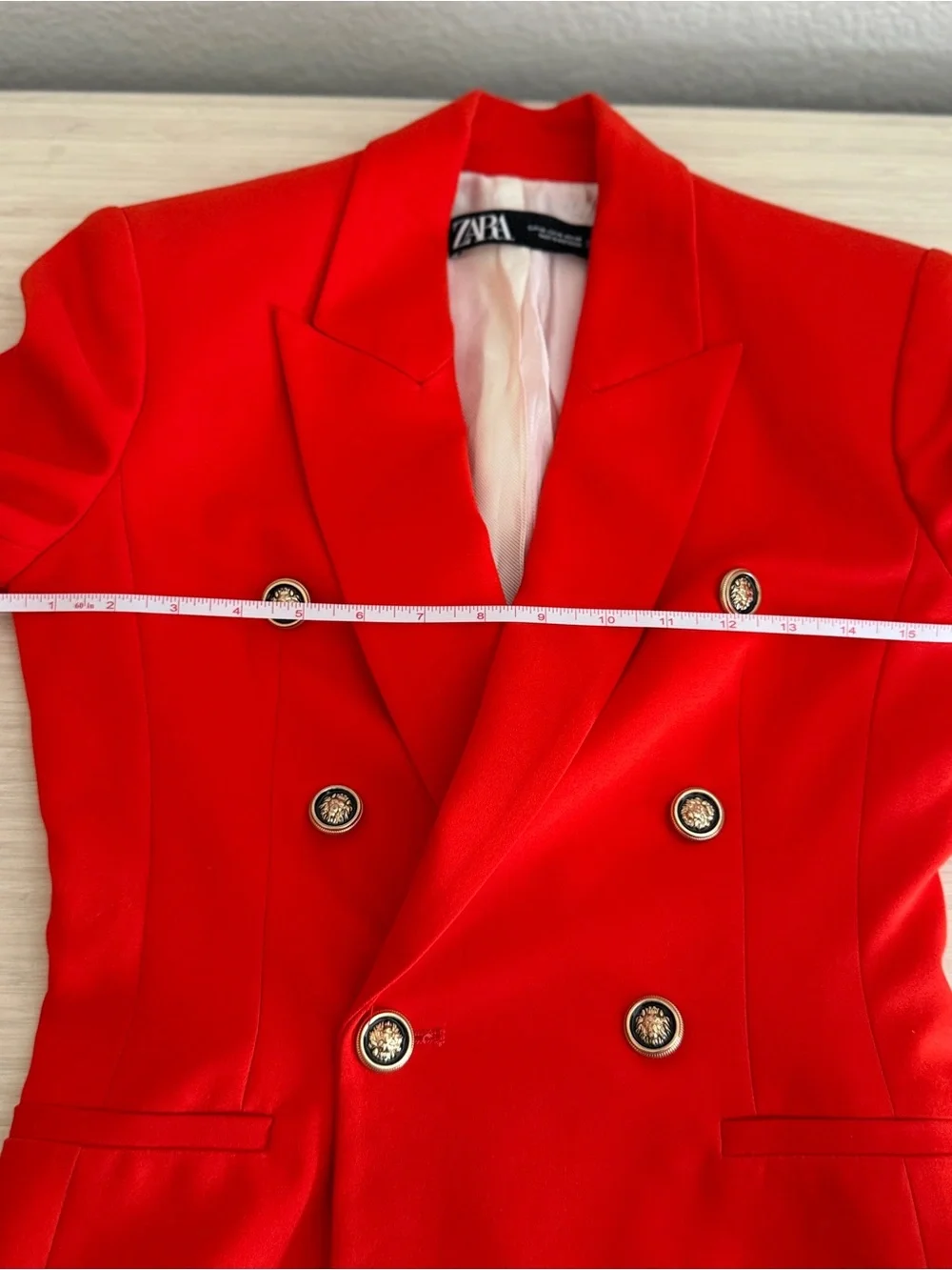 Zara Vibrant Double Breasted Burnt Orange Blazer with gold buttons - Picture 6 of 10